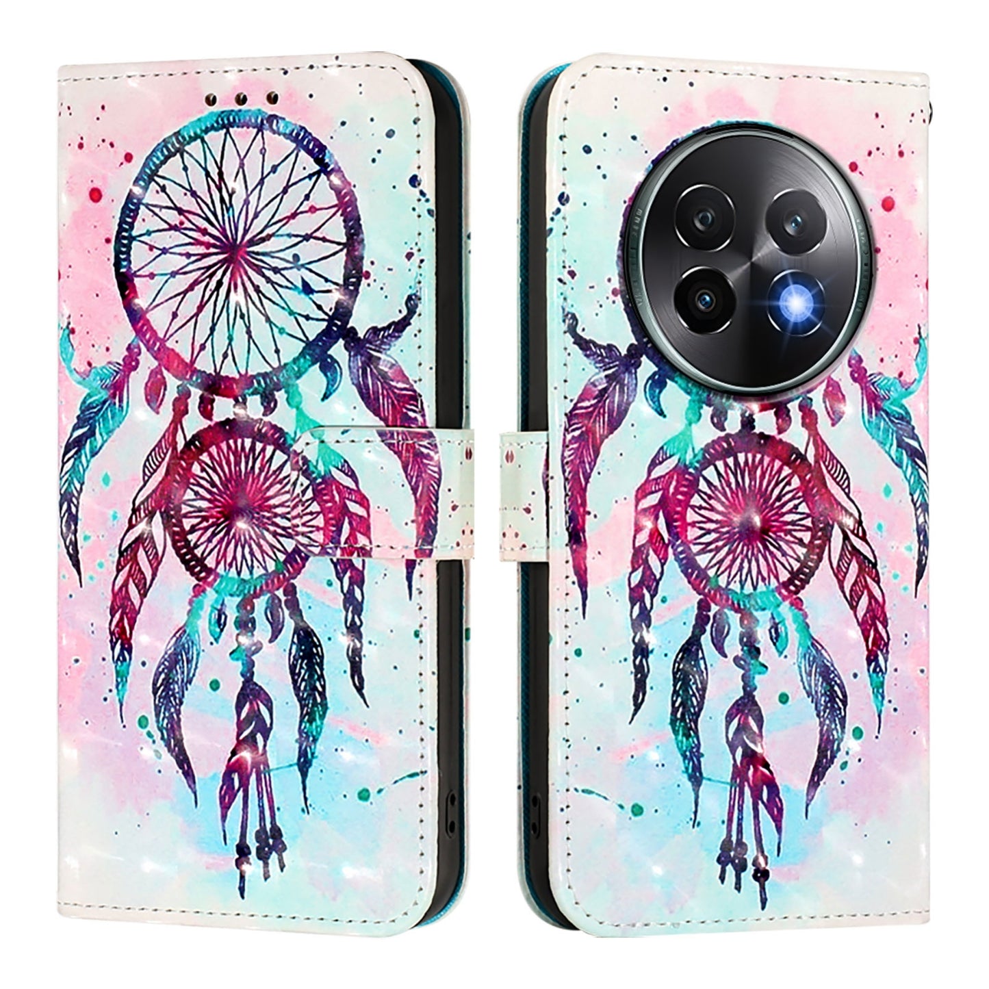 Realme 13+ 5G Global Leather Flip Phone Case with 3D Painted Design, Card Holder, Wallet & Stand Function - Durable Protection & Easy Access