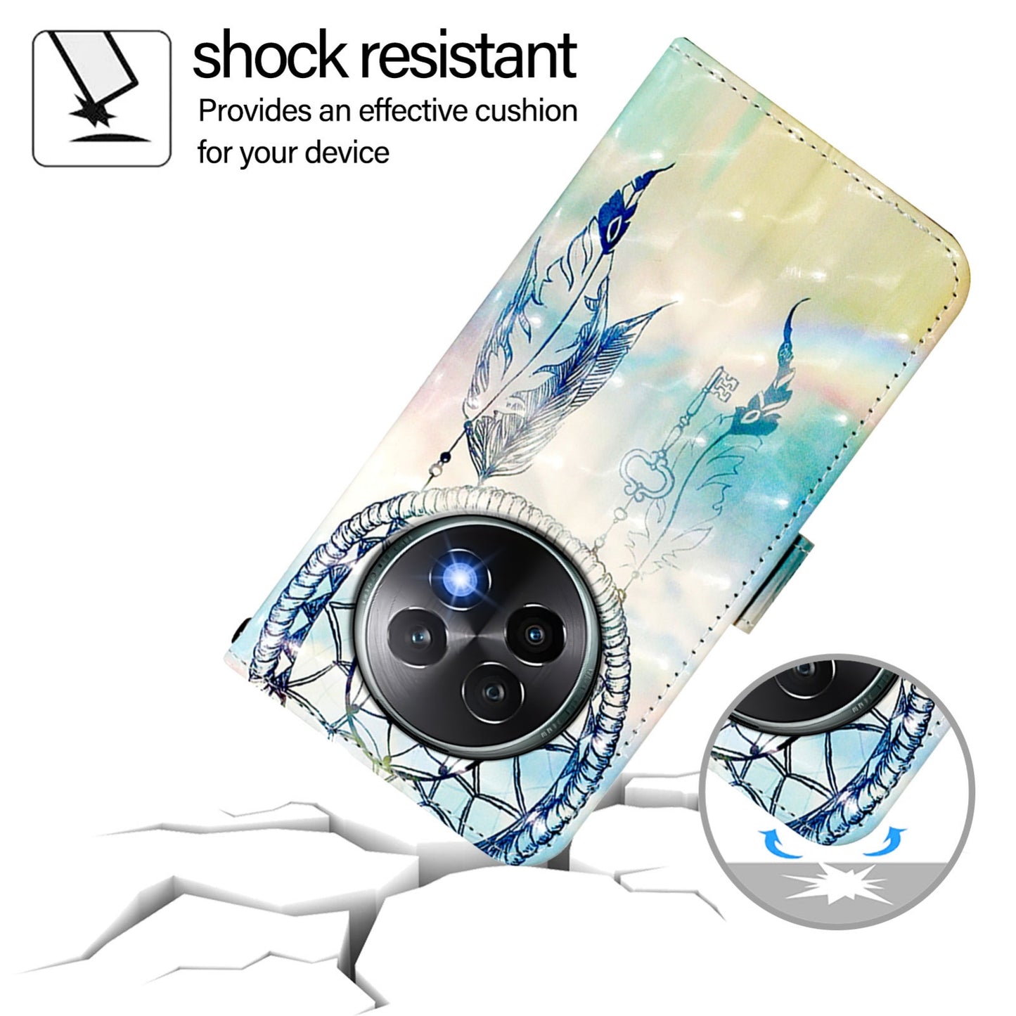 Realme 13+ 5G Global Leather Flip Phone Case with 3D Painted Design, Card Holder, Wallet & Stand Function - Durable Protection & Easy Access