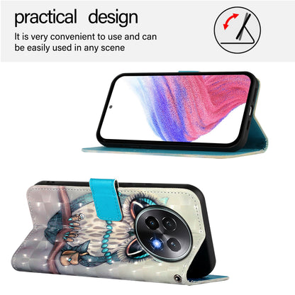 Realme 13+ 5G Global Leather Flip Phone Case with 3D Painted Design, Card Holder, Wallet & Stand Function - Durable Protection & Easy Access