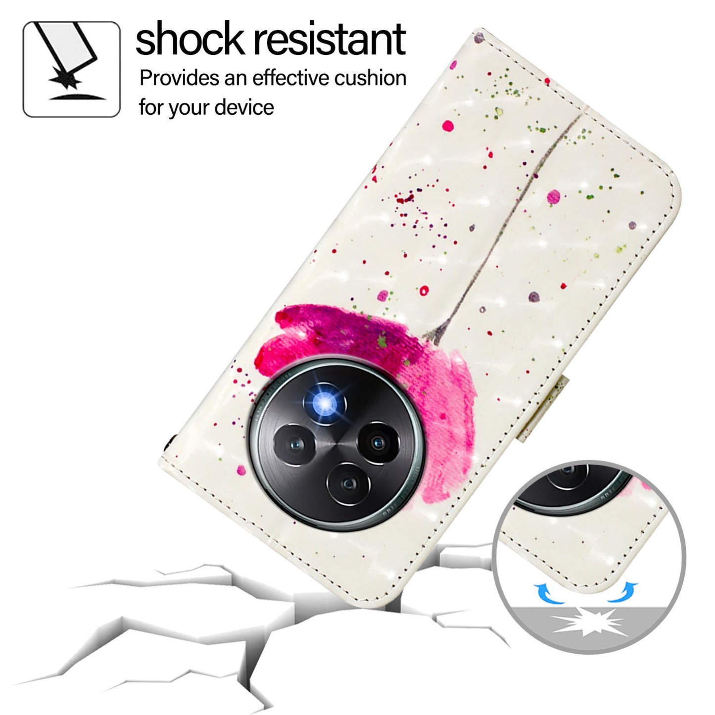 Realme 13+ 5G Global Leather Flip Phone Case with 3D Painted Design, Card Holder, Wallet & Stand Function - Durable Protection & Easy Access