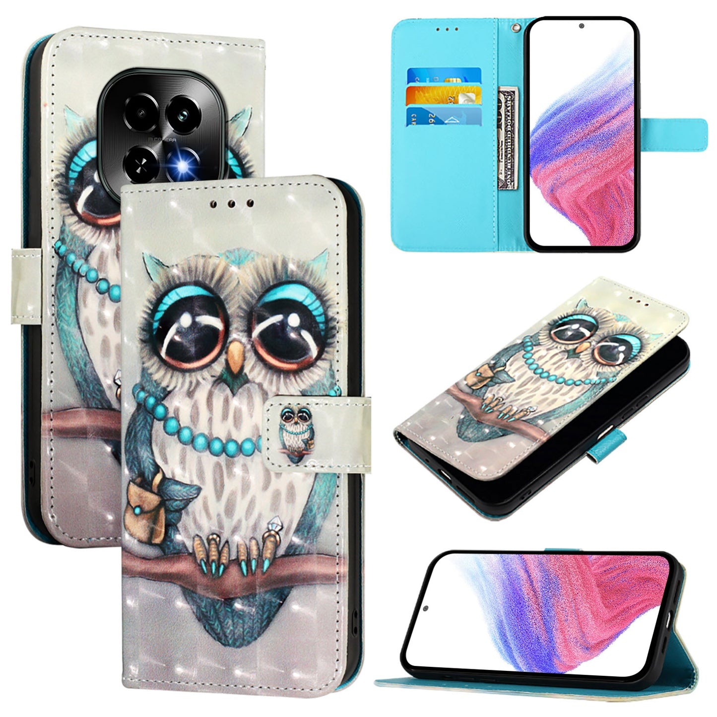 Realme C63 5G Global Leather Flip Phone Case with 3D Painted Design, Card Holder, Wallet & Stand Function - Durable Protection & Easy Access
