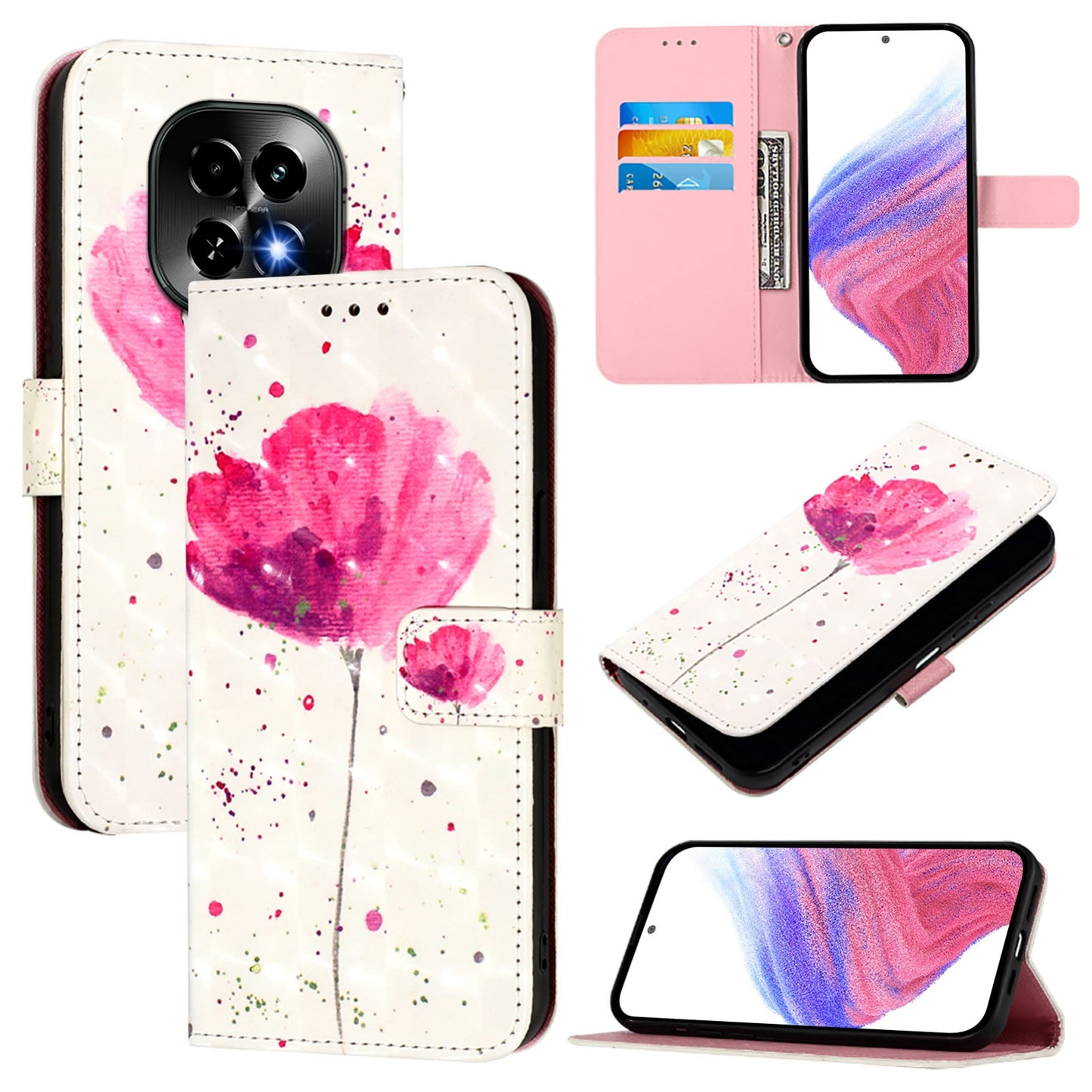 Realme C63 5G Global Leather Flip Phone Case with 3D Painted Design, Card Holder, Wallet & Stand Function - Durable Protection & Easy Access