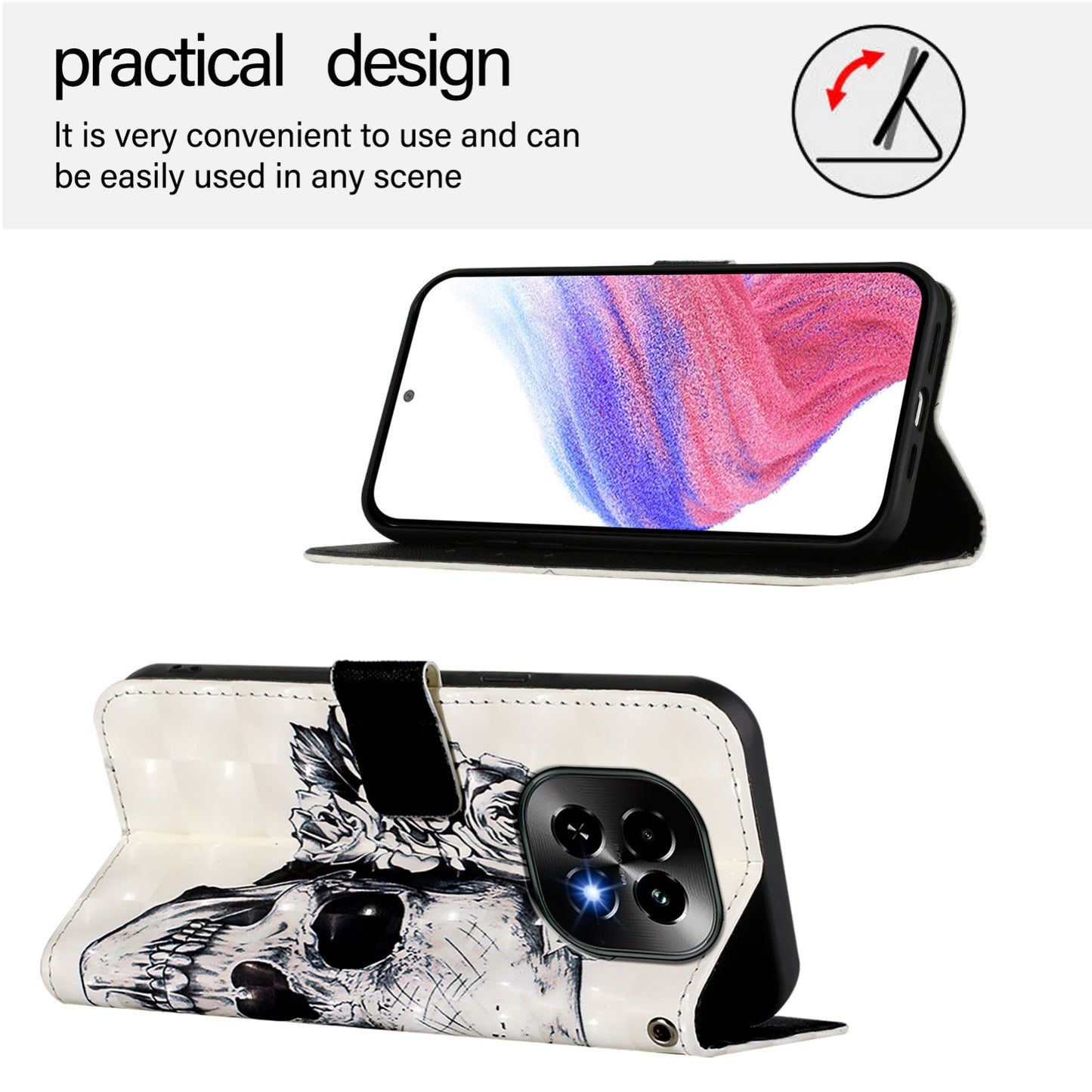 Realme C63 5G Global Leather Flip Phone Case with 3D Painted Design, Card Holder, Wallet & Stand Function - Durable Protection & Easy Access