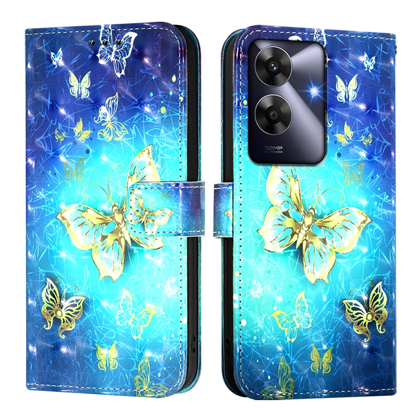 Realme Note 60 4G Global Leather Flip Phone Case with 3D Painted Design, Card Holder, Wallet & Stand Function - Durable Protection & Easy Access