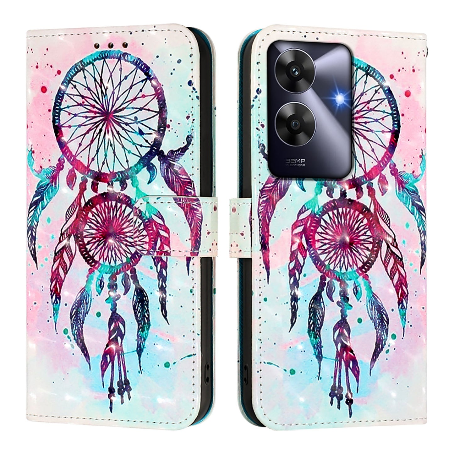 Realme Note 60 4G Global Leather Flip Phone Case with 3D Painted Design, Card Holder, Wallet & Stand Function - Durable Protection & Easy Access