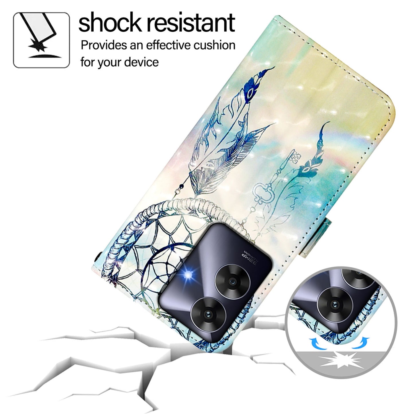 Realme Note 60 4G Global Leather Flip Phone Case with 3D Painted Design, Card Holder, Wallet & Stand Function - Durable Protection & Easy Access