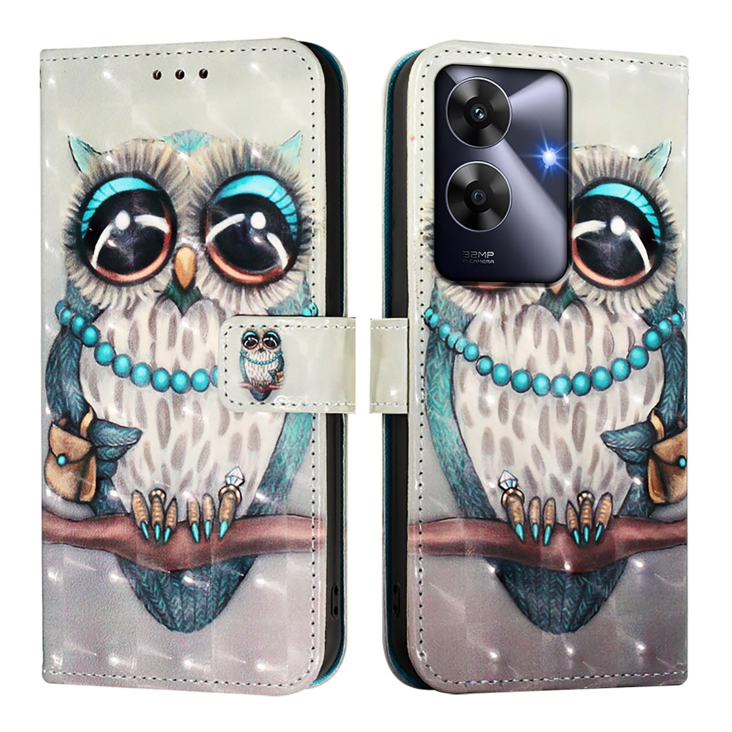 Realme Note 60 4G Global Leather Flip Phone Case with 3D Painted Design, Card Holder, Wallet & Stand Function - Durable Protection & Easy Access