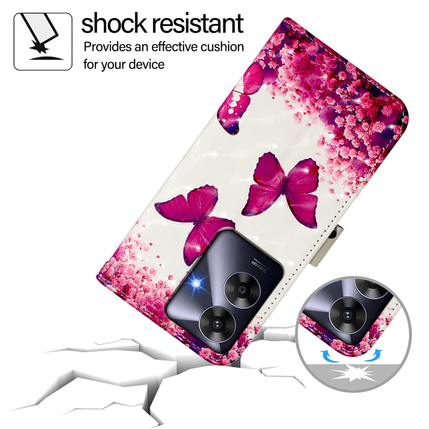 Realme Note 60 4G Global Leather Flip Phone Case with 3D Painted Design, Card Holder, Wallet & Stand Function - Durable Protection & Easy Access