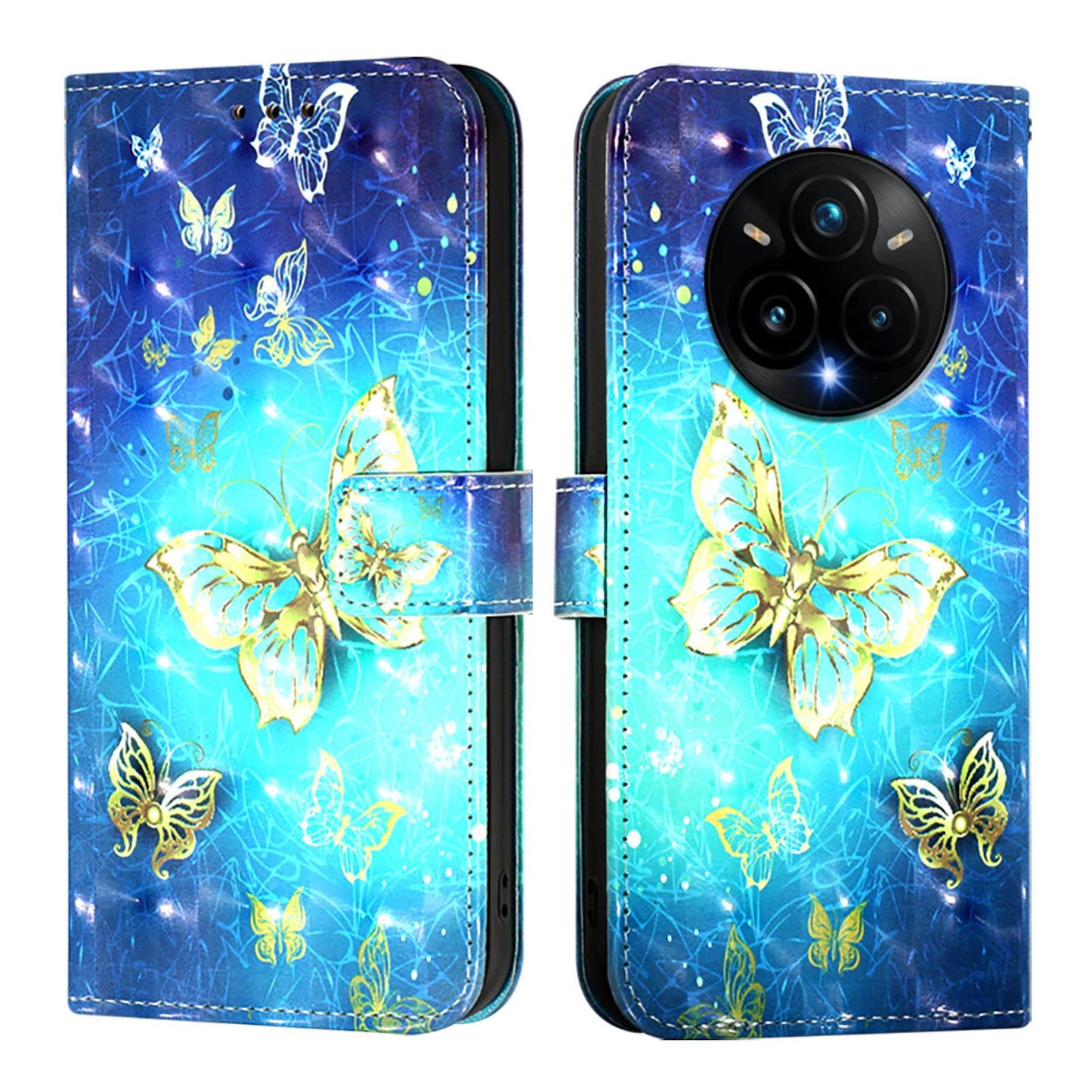 Realme 14 Pro+ 5G Leather Flip Phone Case with 3D Painted Design, Card Holder, Wallet & Stand Function - Durable Protection & Easy Access