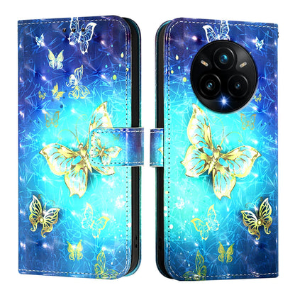 Realme 14 Pro+ 5G Leather Flip Phone Case with 3D Painted Design, Card Holder, Wallet & Stand Function - Durable Protection & Easy Access