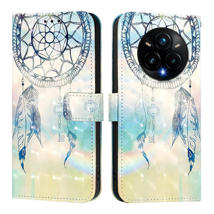 Realme 14 Pro+ 5G Leather Flip Phone Case with 3D Painted Design, Card Holder, Wallet & Stand Function - Durable Protection & Easy Access