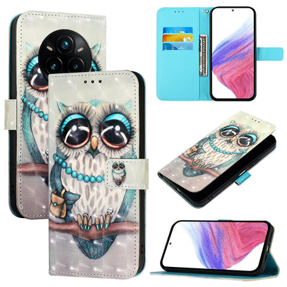 Realme 14 Pro+ 5G Leather Flip Phone Case with 3D Painted Design, Card Holder, Wallet & Stand Function - Durable Protection & Easy Access