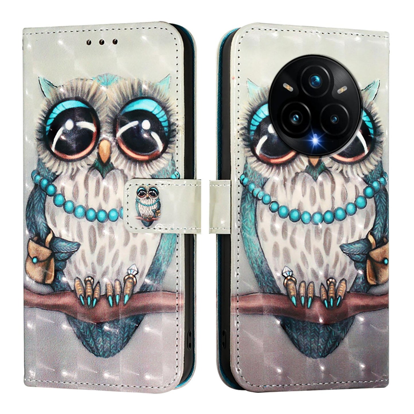 Realme 14 Pro+ 5G Leather Flip Phone Case with 3D Painted Design, Card Holder, Wallet & Stand Function - Durable Protection & Easy Access