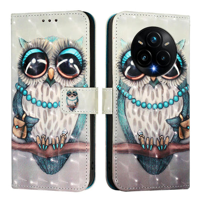 Realme 14 Pro+ 5G Leather Flip Phone Case with 3D Painted Design, Card Holder, Wallet & Stand Function - Durable Protection & Easy Access