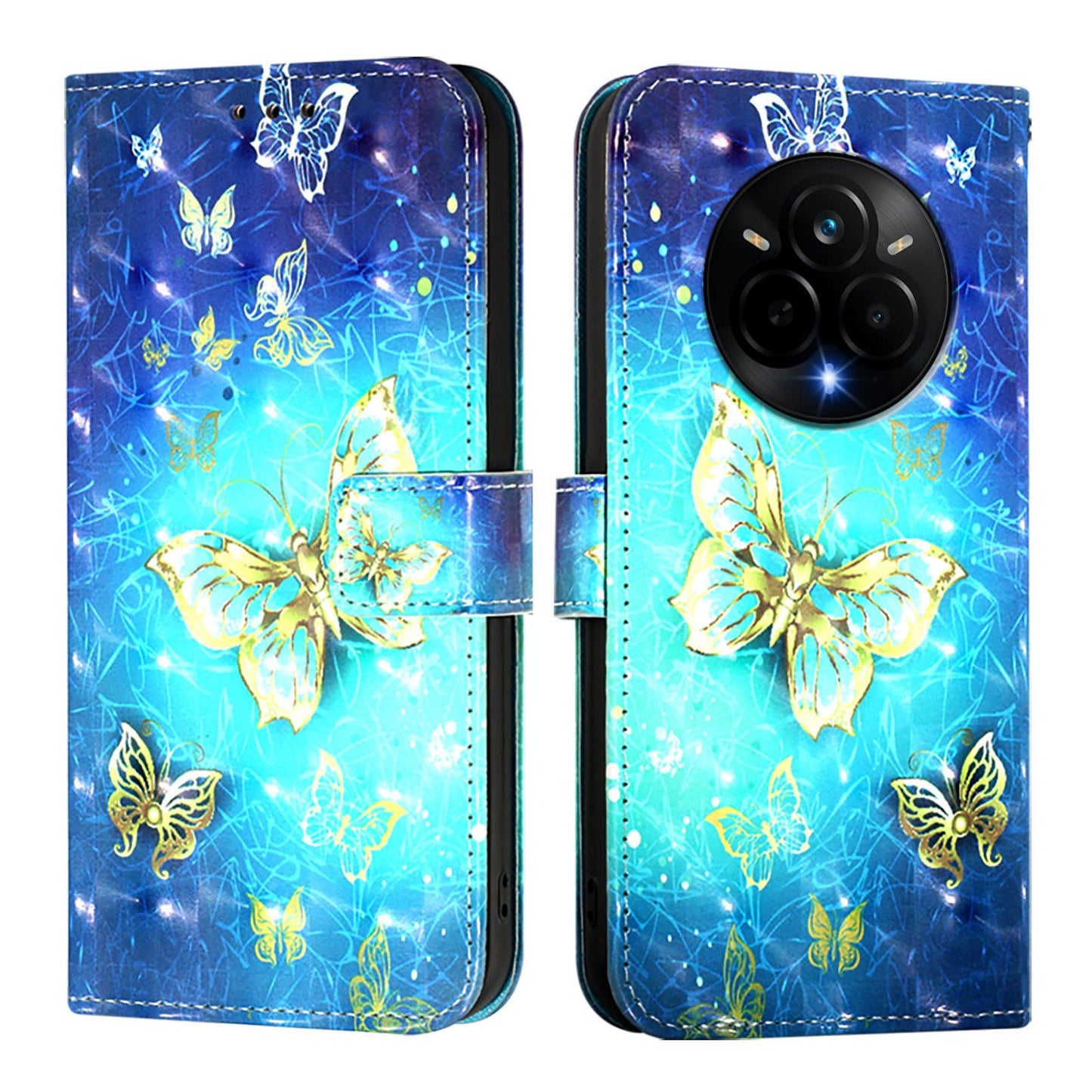 Realme 14 Pro 5G Leather Flip Phone Case with 3D Painted Design, Card Holder, Wallet & Stand Function - Durable Protection & Easy Access