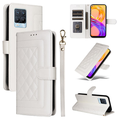 Realme 8 4G / 8 Pro Diamond Lattice Leather Flip Phone Case - Durable and Convenient Holder with Precision Cutouts