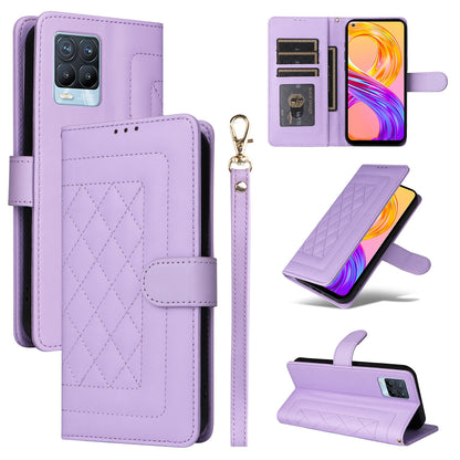Realme 8 4G / 8 Pro Diamond Lattice Leather Flip Phone Case - Durable and Convenient Holder with Precision Cutouts