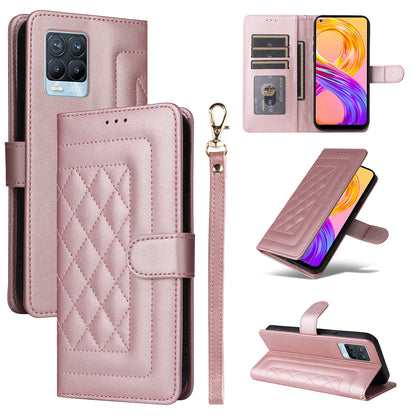 Realme 8 4G / 8 Pro Diamond Lattice Leather Flip Phone Case - Durable and Convenient Holder with Precision Cutouts