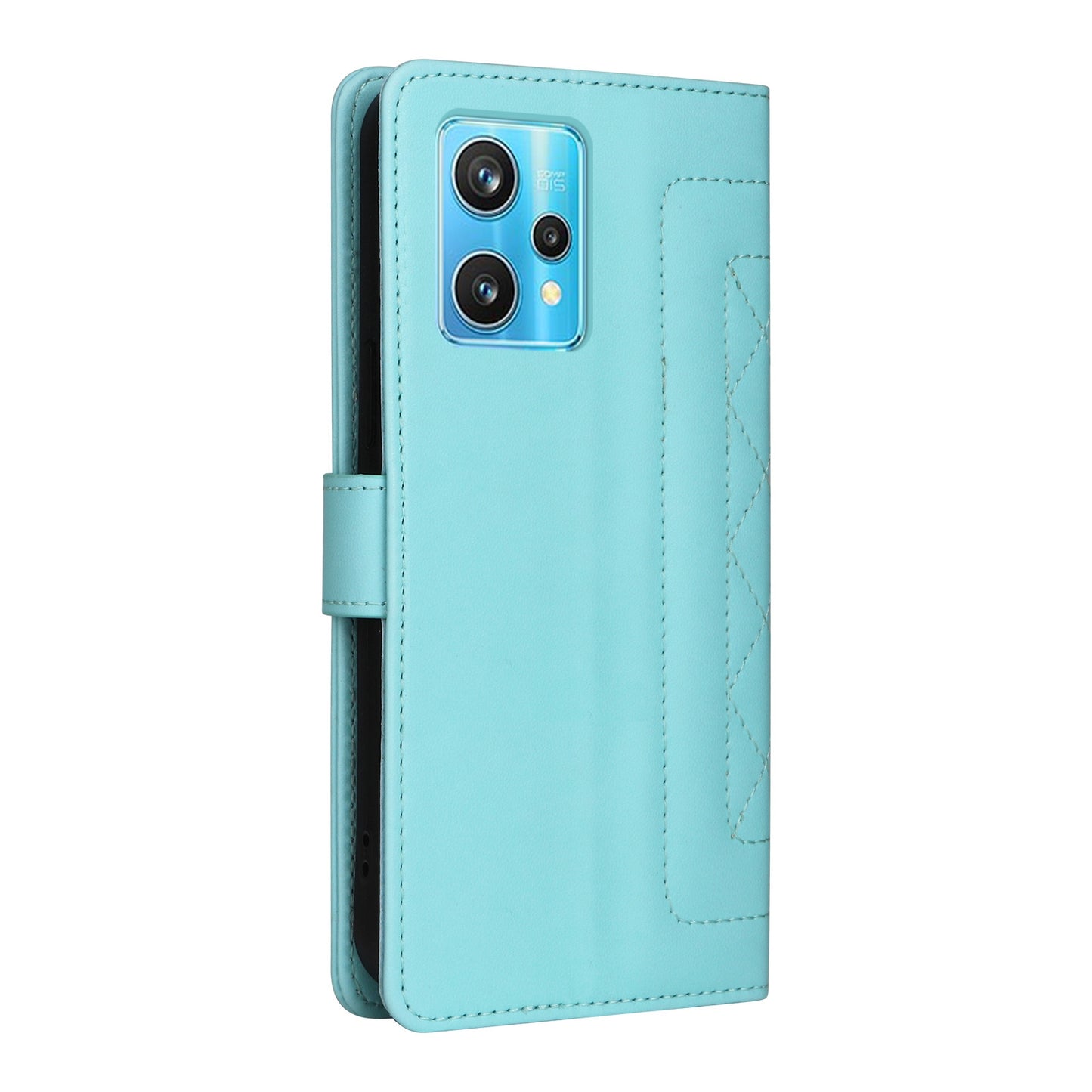 Realme 9 Pro+ Diamond Lattice Leather Flip Phone Case - Durable and Convenient Holder with Precision Cutouts