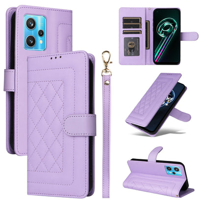Realme 9 Pro+ Diamond Lattice Leather Flip Phone Case - Durable and Convenient Holder with Precision Cutouts