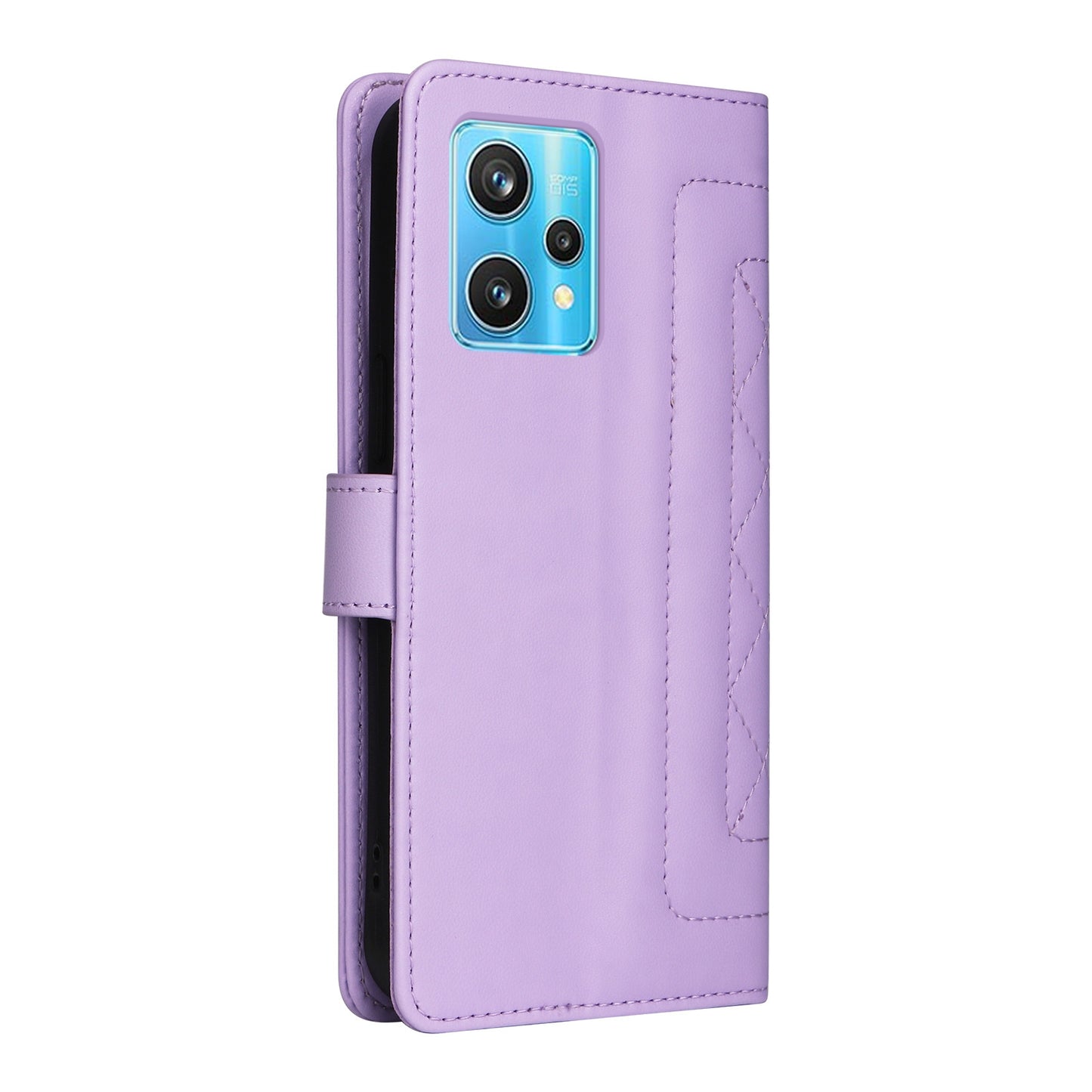 Realme 9 Pro+ Diamond Lattice Leather Flip Phone Case - Durable and Convenient Holder with Precision Cutouts