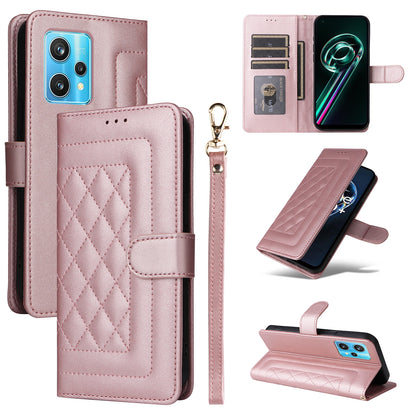Realme 9 Pro+ Diamond Lattice Leather Flip Phone Case - Durable and Convenient Holder with Precision Cutouts