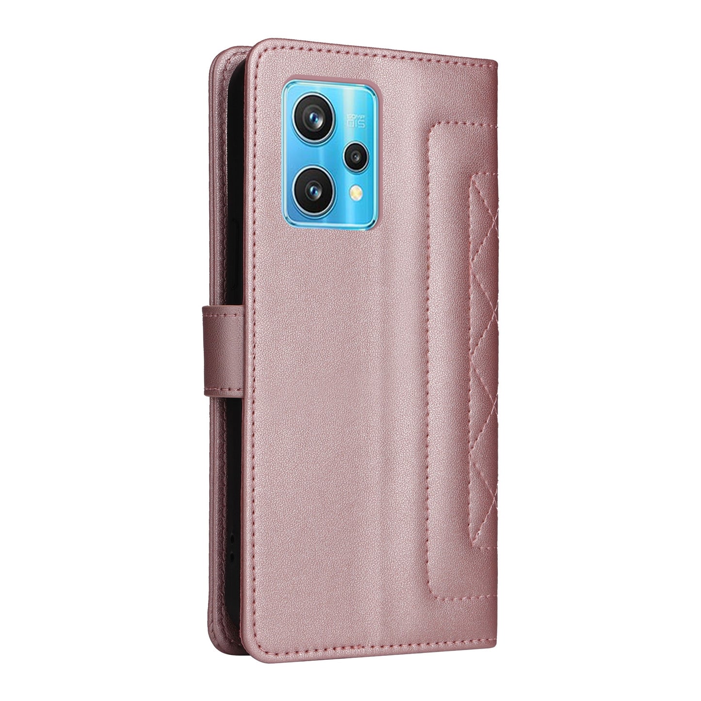 Realme 9 Pro+ Diamond Lattice Leather Flip Phone Case - Durable and Convenient Holder with Precision Cutouts