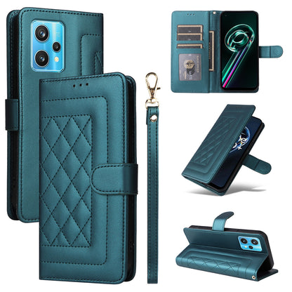 Realme 9 Pro+ Diamond Lattice Leather Flip Phone Case - Durable and Convenient Holder with Precision Cutouts