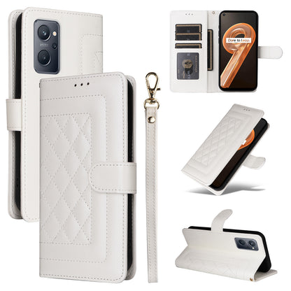 Realme 9i / OPPO A36 / A96 Diamond Lattice Leather Flip Phone Case - Durable and Convenient Holder with Precision Cutouts