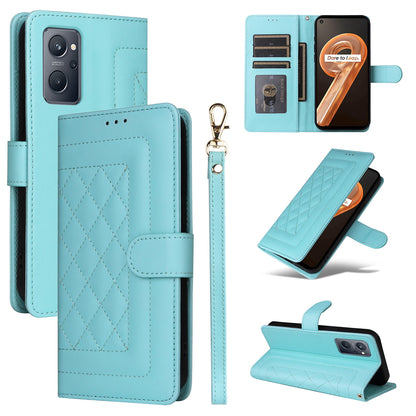 Realme 9i / OPPO A36 / A96 Diamond Lattice Leather Flip Phone Case - Durable and Convenient Holder with Precision Cutouts