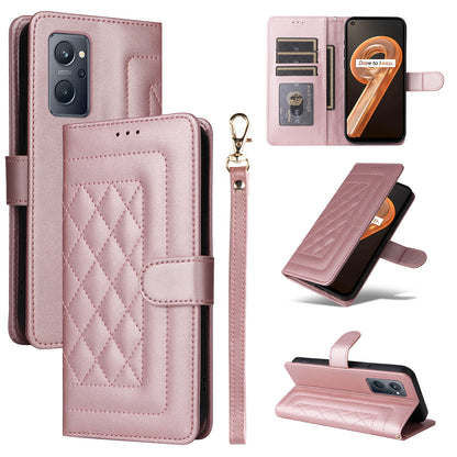 Realme 9i / OPPO A36 / A96 Diamond Lattice Leather Flip Phone Case - Durable and Convenient Holder with Precision Cutouts