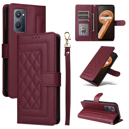Realme 9i / OPPO A36 / A96 Diamond Lattice Leather Flip Phone Case - Durable and Convenient Holder with Precision Cutouts