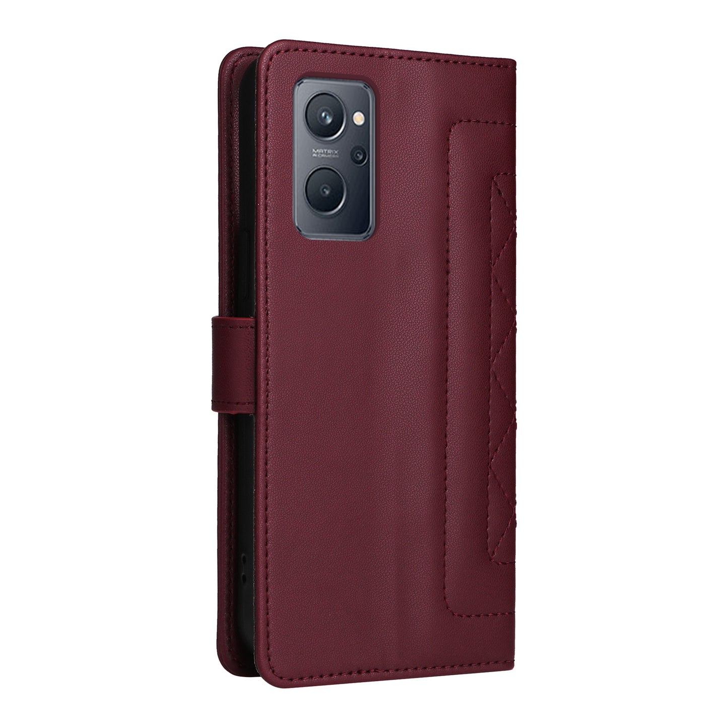 Realme 9i / OPPO A36 / A96 Diamond Lattice Leather Flip Phone Case - Durable and Convenient Holder with Precision Cutouts