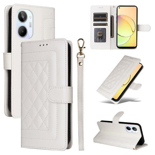 Realme 10 4G Diamond Lattice Leather Flip Phone Case - Durable and Convenient Holder with Precision Cutouts