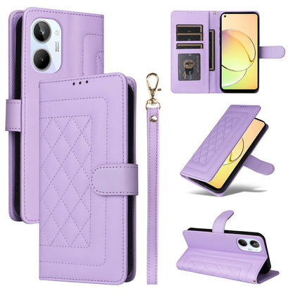 Realme 10 4G Diamond Lattice Leather Flip Phone Case - Durable and Convenient Holder with Precision Cutouts