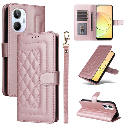 Realme 10 4G Diamond Lattice Leather Flip Phone Case - Durable and Convenient Holder with Precision Cutouts