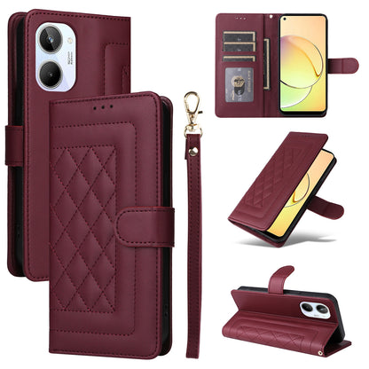 Realme 10 4G Diamond Lattice Leather Flip Phone Case - Durable and Convenient Holder with Precision Cutouts
