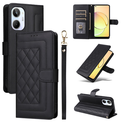 Realme 10 4G Diamond Lattice Leather Flip Phone Case - Durable and Convenient Holder with Precision Cutouts