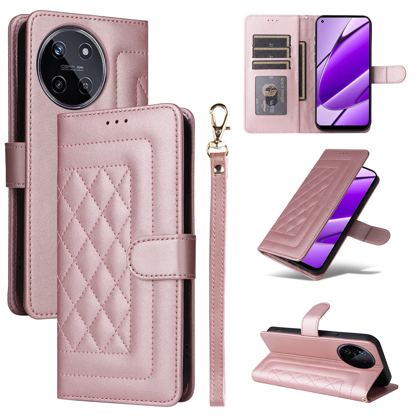 Realme 11 5G Diamond Lattice Leather Flip Phone Case - Durable and Convenient Holder with Precision Cutouts