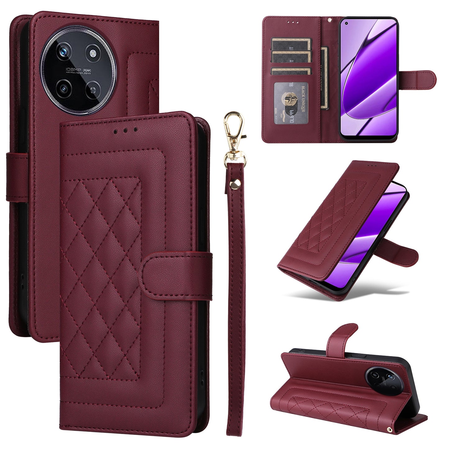 Realme 11 5G Diamond Lattice Leather Flip Phone Case - Durable and Convenient Holder with Precision Cutouts