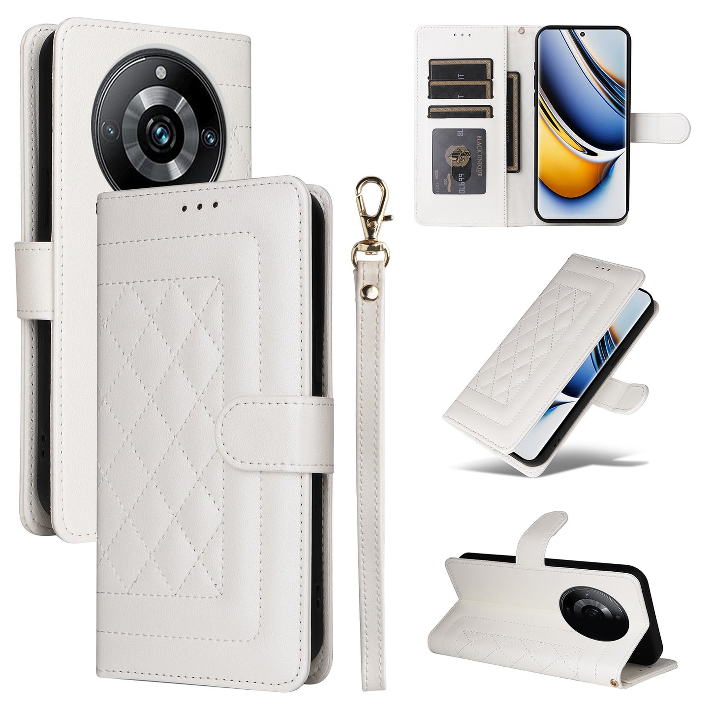 Realme 11 Pro+ Diamond Lattice Leather Flip Phone Case - Durable and Convenient Holder with Precision Cutouts