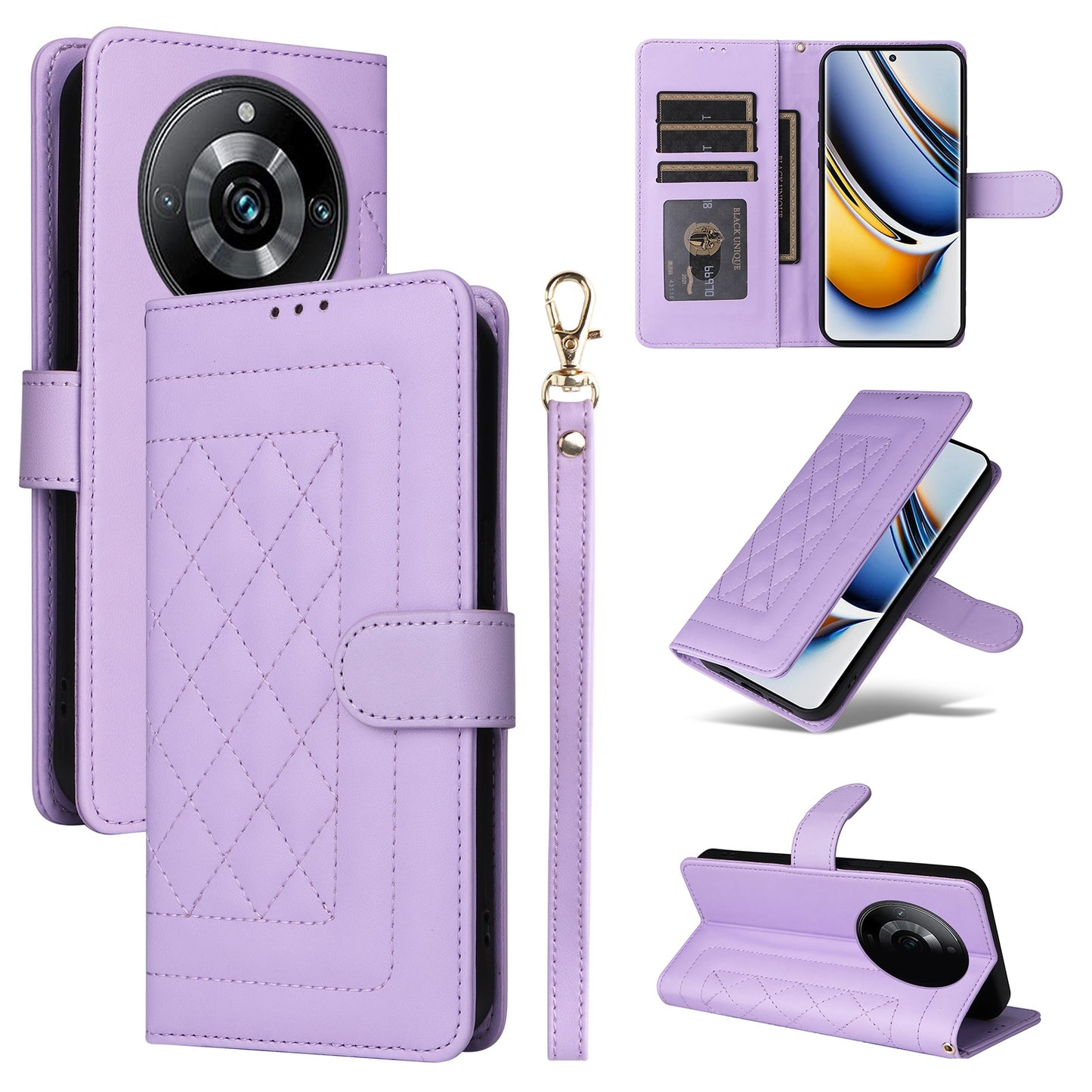 Realme 11 Pro+ Diamond Lattice Leather Flip Phone Case - Durable and Convenient Holder with Precision Cutouts