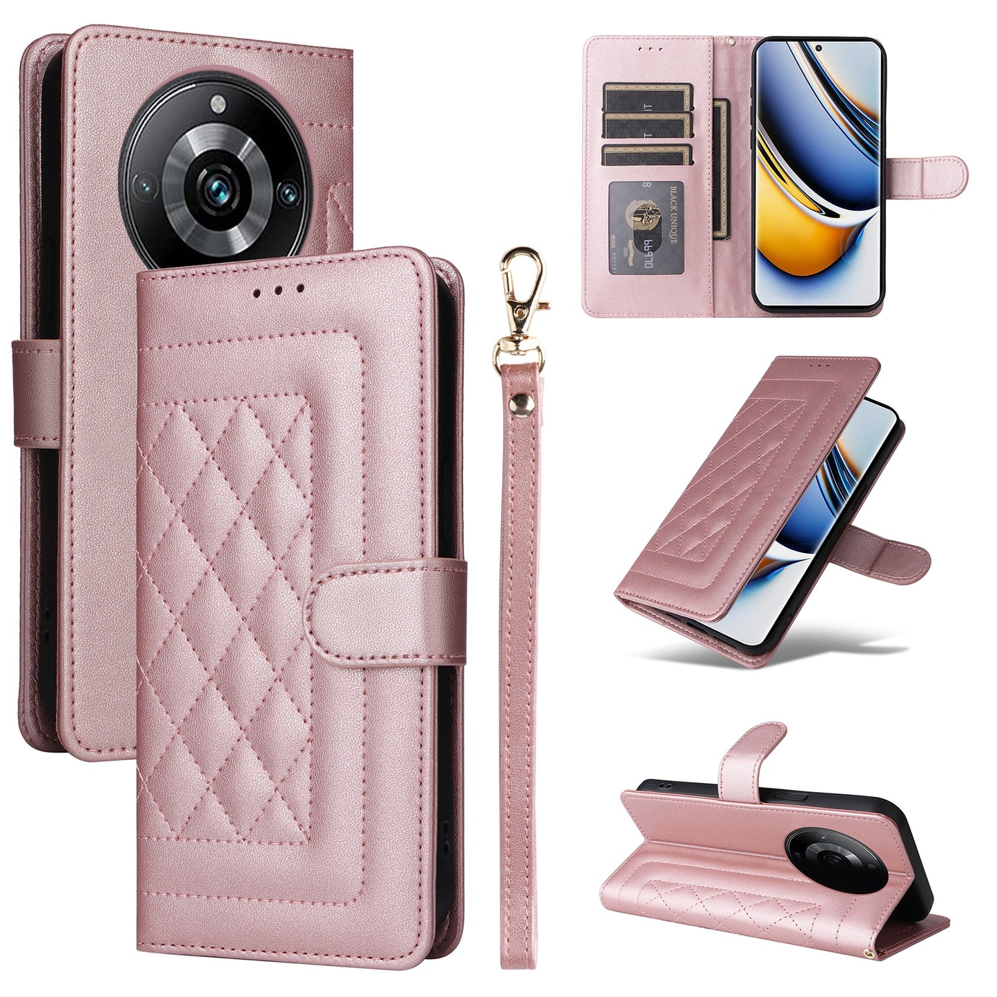 Realme 11 Pro+ Diamond Lattice Leather Flip Phone Case - Durable and Convenient Holder with Precision Cutouts