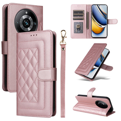 Realme 11 Pro+ Diamond Lattice Leather Flip Phone Case - Durable and Convenient Holder with Precision Cutouts