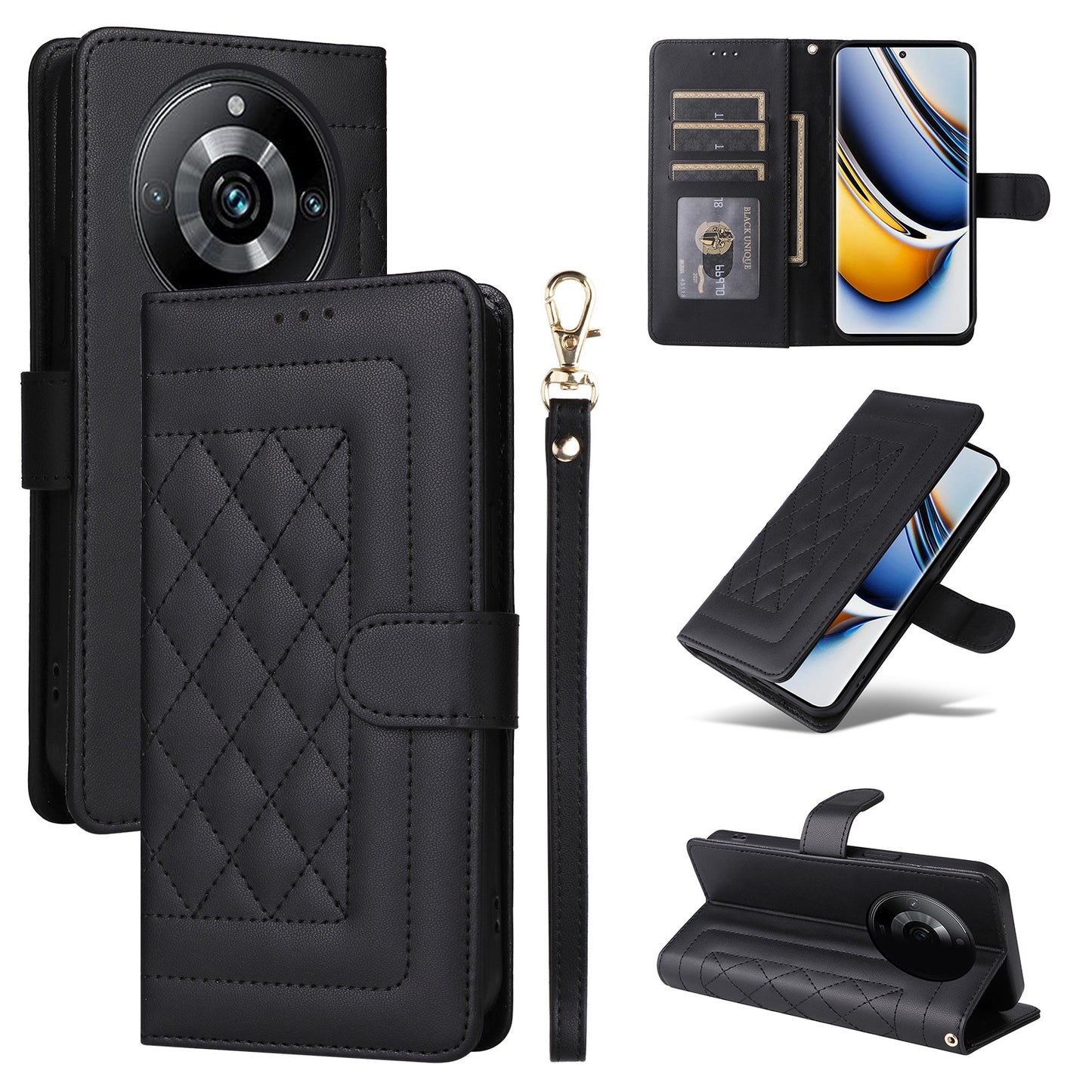 Realme 11 Pro+ Diamond Lattice Leather Flip Phone Case - Durable and Convenient Holder with Precision Cutouts