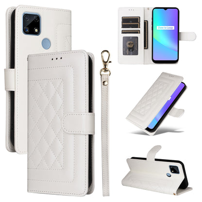 Realme C15 / C25 / 7i Diamond Lattice Leather Flip Phone Case - Durable and Convenient Holder with Precision Cutouts