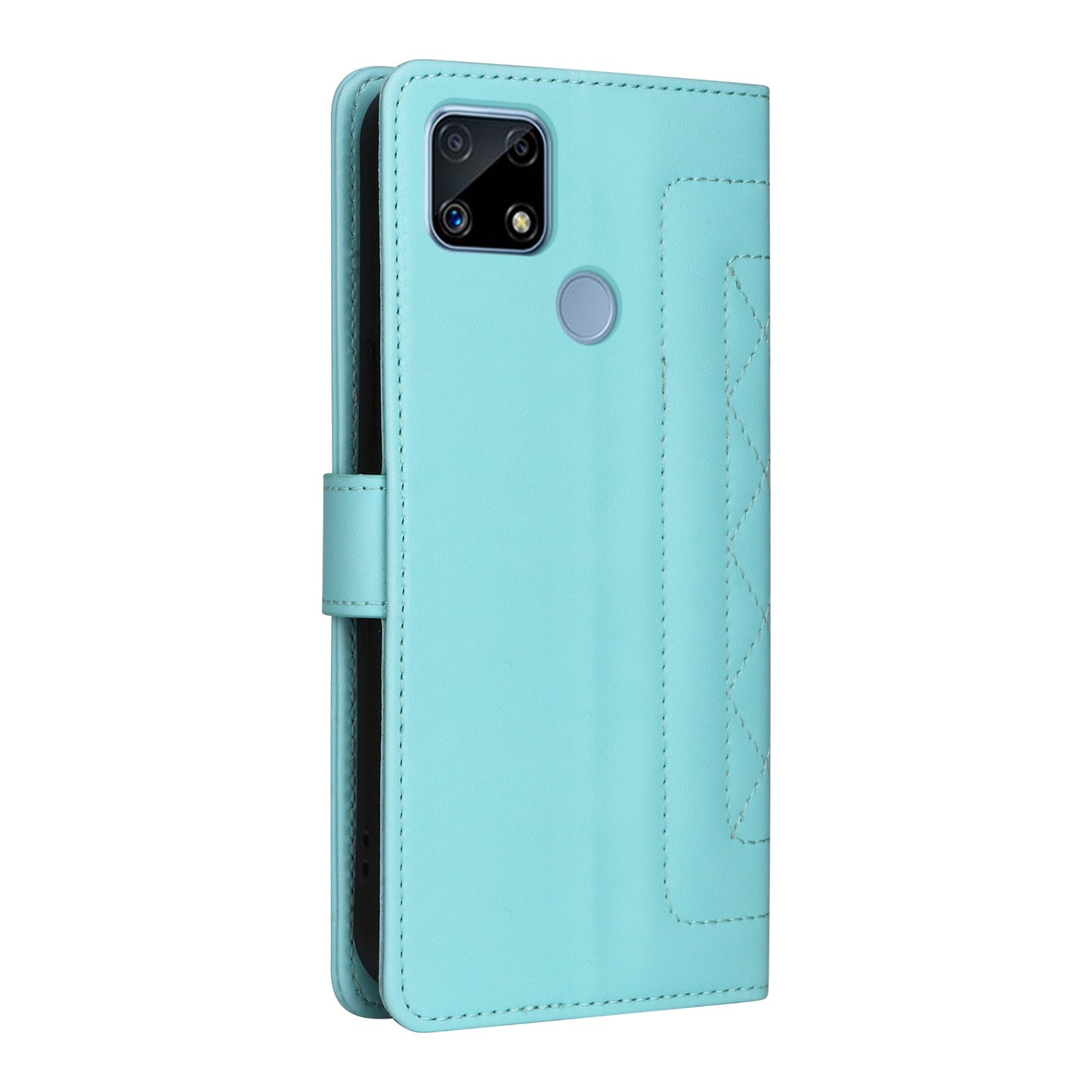 Realme C15 / C25 / 7i Diamond Lattice Leather Flip Phone Case - Durable and Convenient Holder with Precision Cutouts