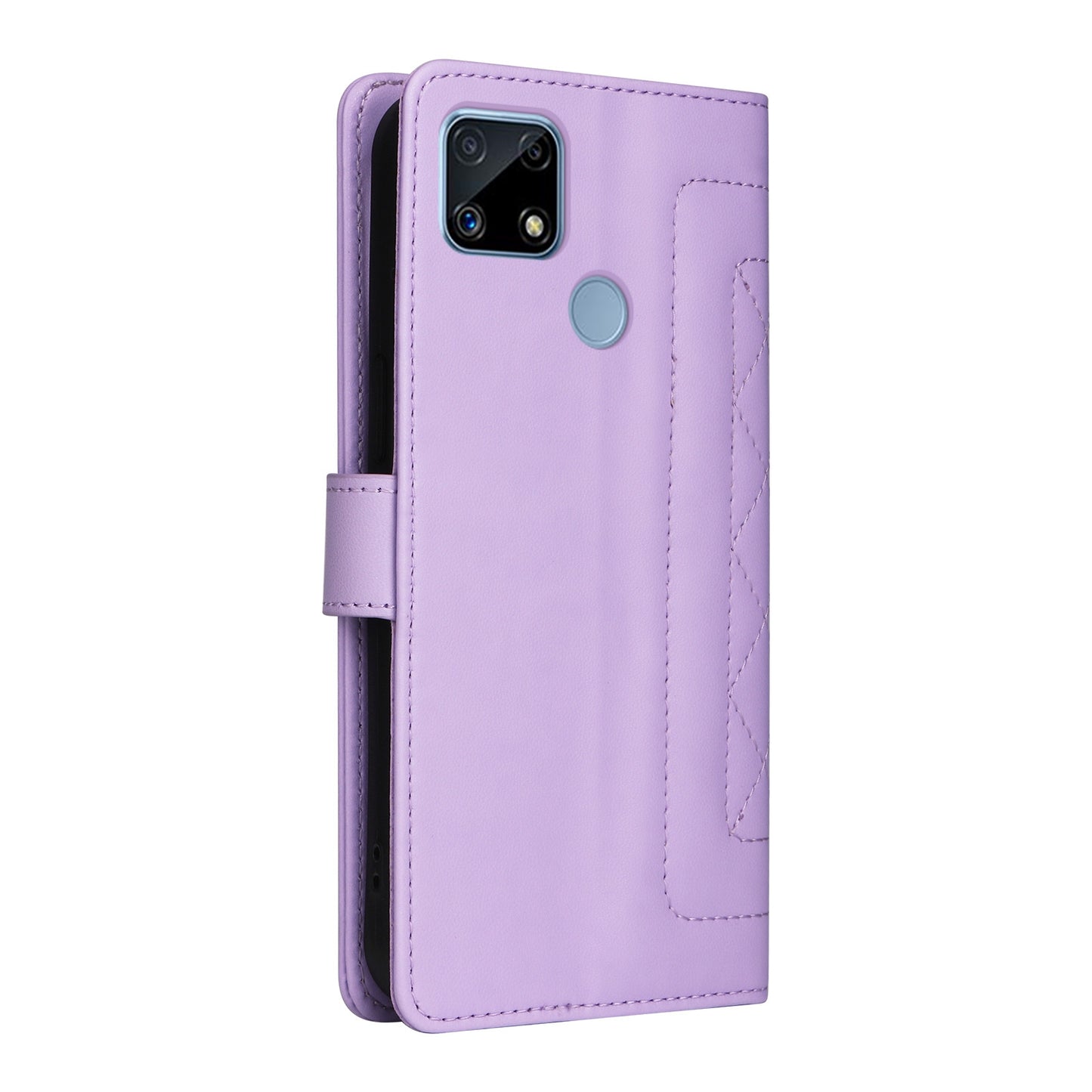 Realme C15 / C25 / 7i Diamond Lattice Leather Flip Phone Case - Durable and Convenient Holder with Precision Cutouts