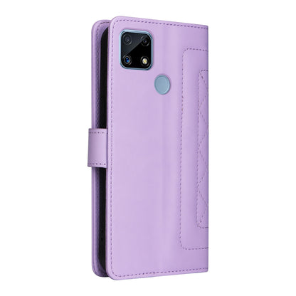Realme C15 / C25 / 7i Diamond Lattice Leather Flip Phone Case - Durable and Convenient Holder with Precision Cutouts