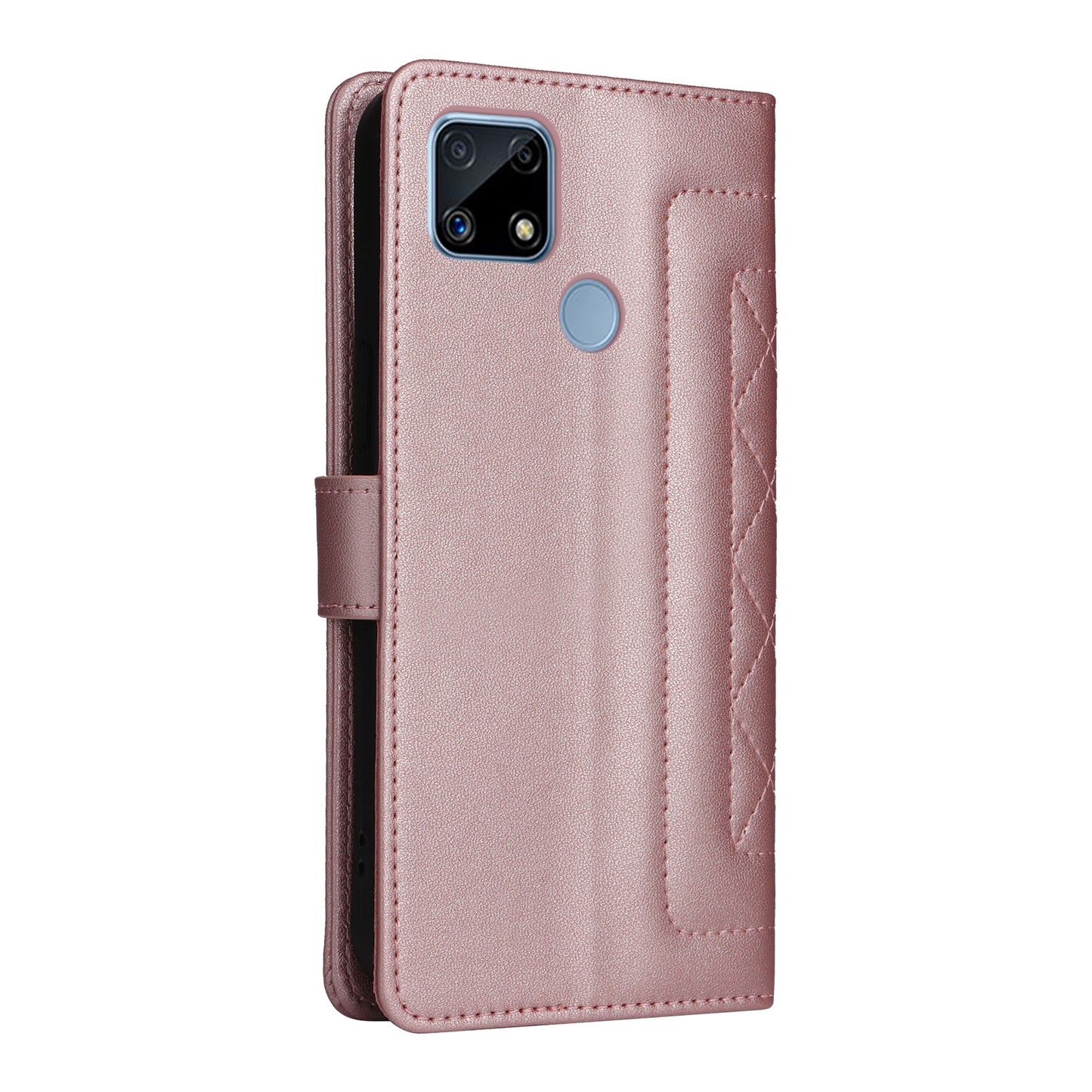 Realme C15 / C25 / 7i Diamond Lattice Leather Flip Phone Case - Durable and Convenient Holder with Precision Cutouts